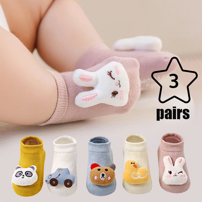 3 Paar Herbst und Winter süße Puppe Neugeborenen Babys ocken Verdickung Neugeborenen Rohr rutsch feste Klebe socken Kleinkind Bodens ocken