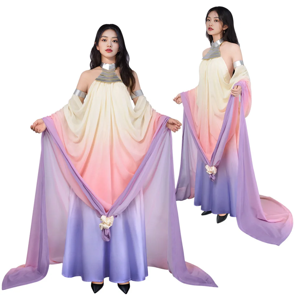 

Padme Cosplay Amidala Dress Costume Classic Queen Long Elegant Backless Skirt Women Uniform Outfits Halloween Carnival Party