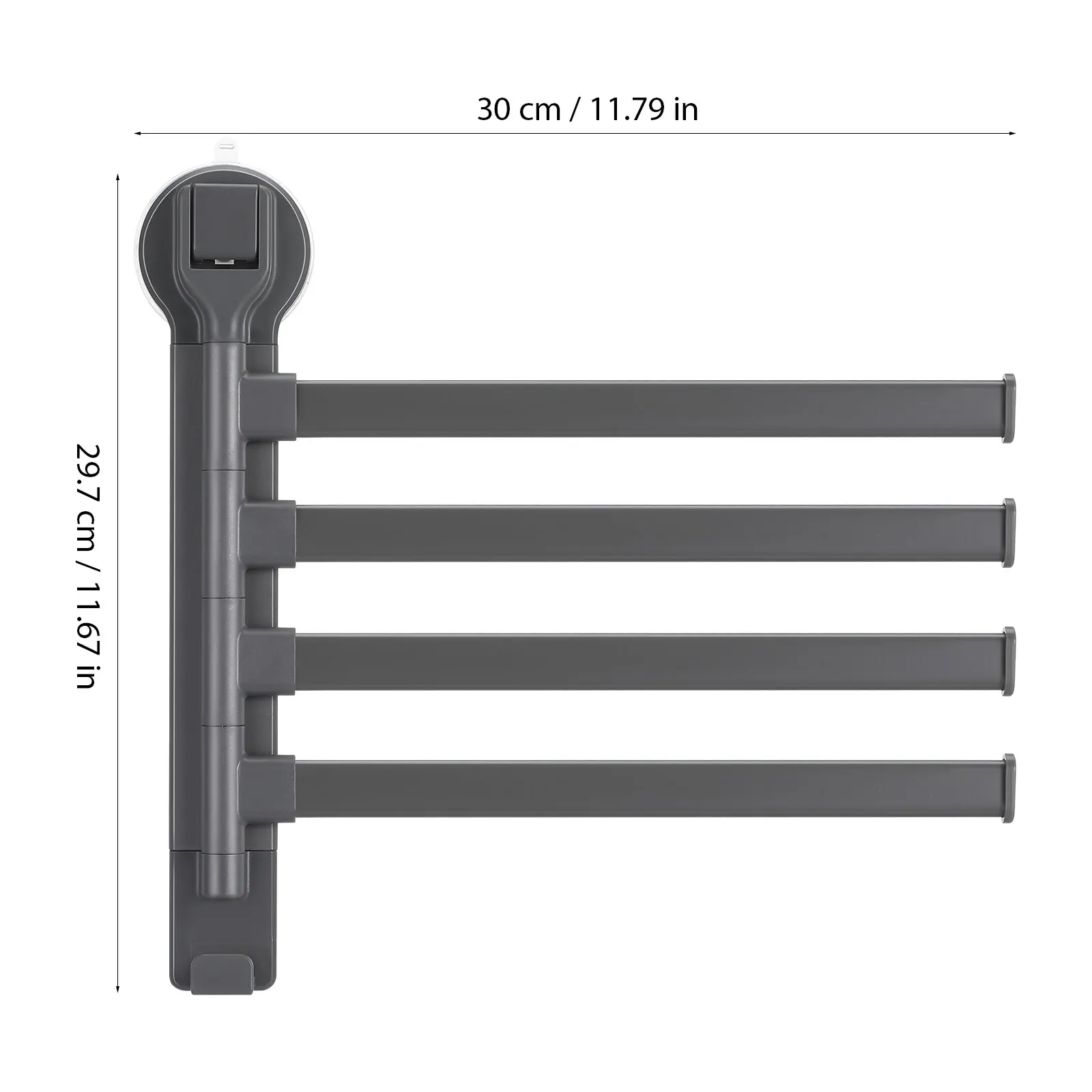 رف منشفة دوار مع كوب شفط 4 أذرع متأرجحة بدون تركيب مثقاب لمنظم الحمام لتوفير المساحة