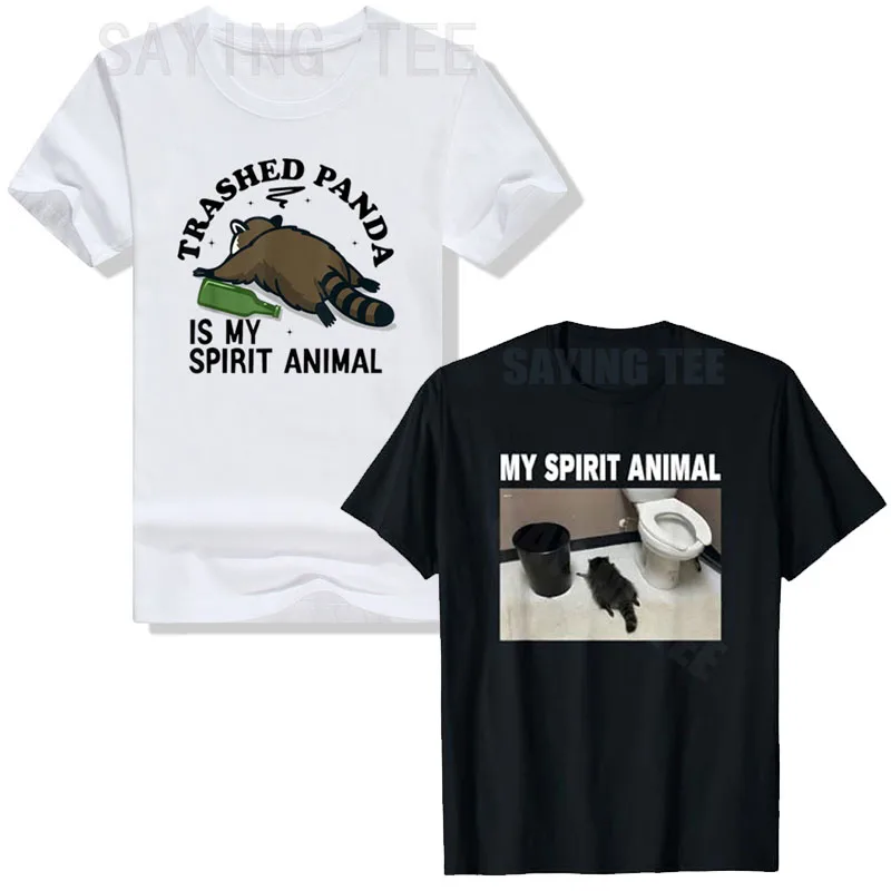 Trash Panda Drunk Raccoon My Spirit Animal Meme T-Shirt Trashed Panda Is My Spirit Animal Y2k Drinking Lover Graphic Outfit Tees