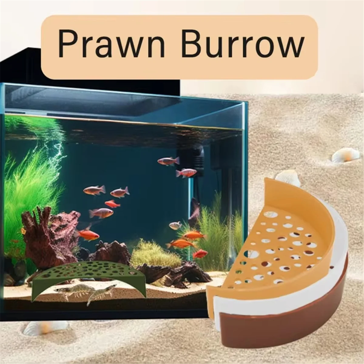 

Shrimp Breeding Protector Cave Aquarium Tunnel Play and Rest Fish Tank -Landscape Ornaments Green Type