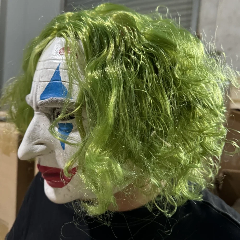 1pc coringa máscara romance cabelo verde terror palhaço máscara cosplay circo desempenho máscara de látex halloween coringa adereços festa headwear