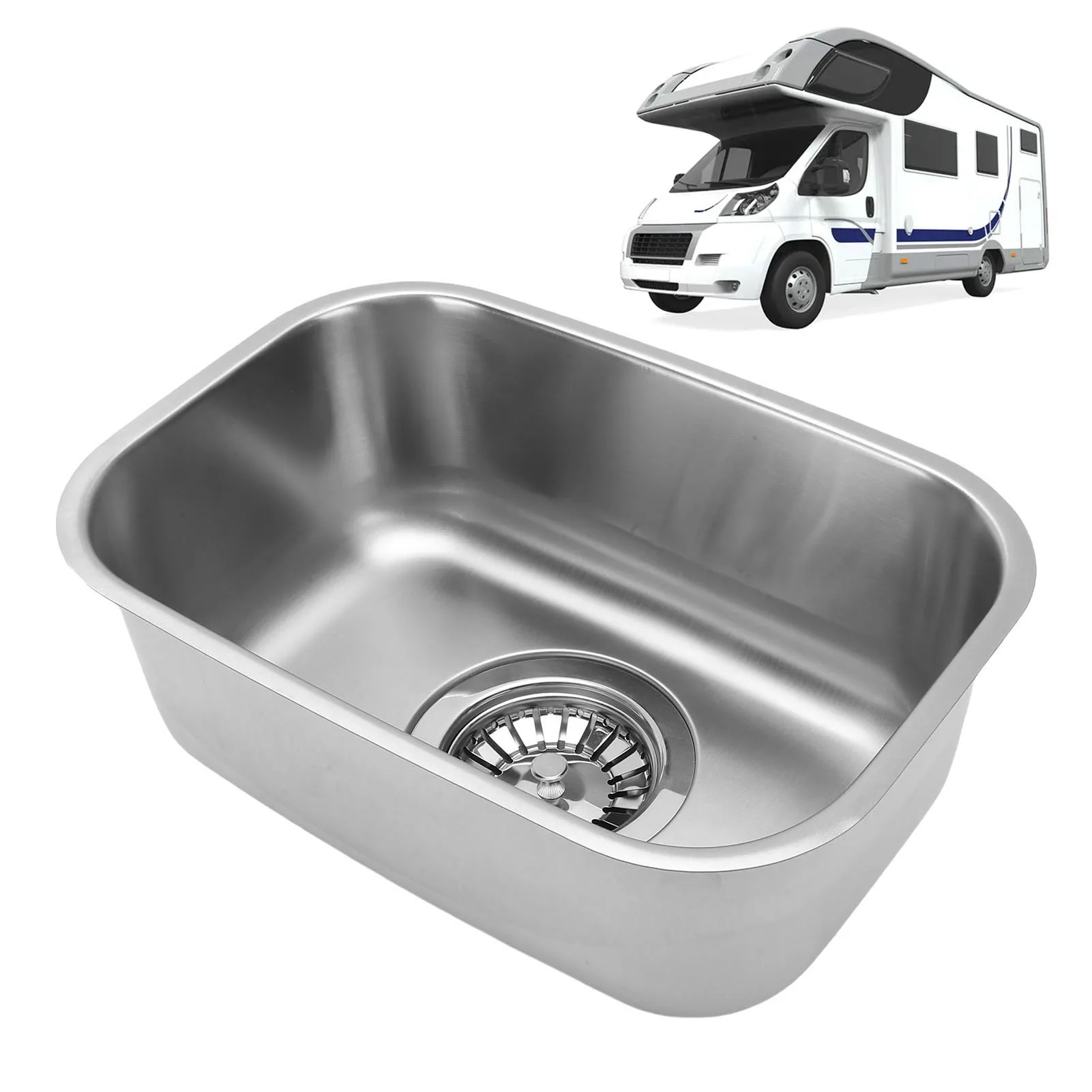 

Мини-раковина для ванной комнаты из нержавеющей стали, одинарная чаша, для автомобилей, лодок, фургонов, яхт, 12.6x8.66x4.72 дюйма