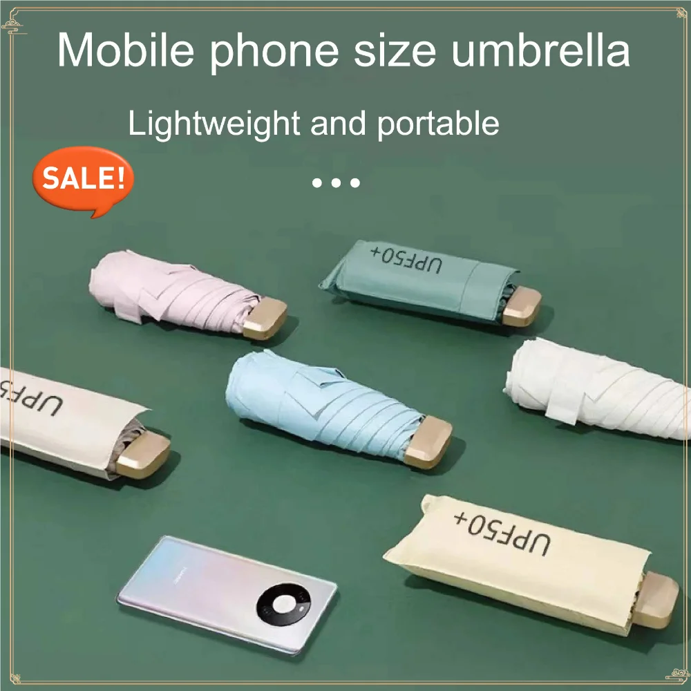 

Mini50%-off umbrella five-fold sun UV resistant compact portable unisex stylish parasol solid color premium all-weather umbrella
