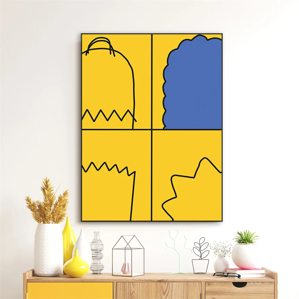 The Simpsons Poster Disney Simpson Family Canvas Painting Minimalist Poster Prints Wall Art Mural Living Room Home Decoration