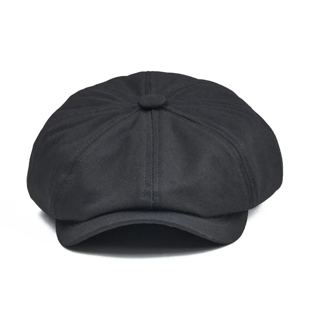 

Newsboy Cap Men's Twill Cotton Eight Panel Hat Women's Baker Boy Caps Retro Big Large Hats Male Boina Black Beret 003