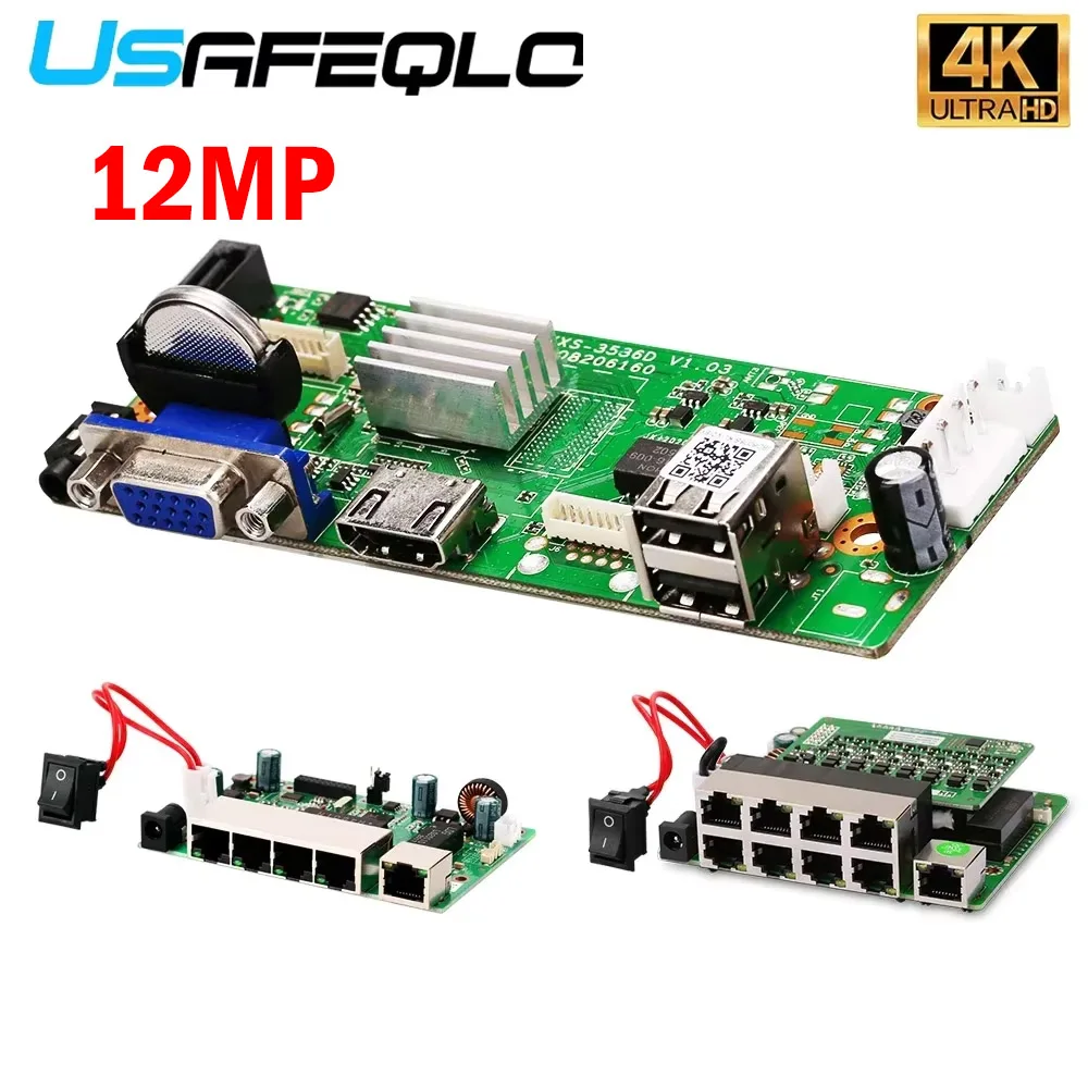 12MP POE NVR Kit 4CH 8ch 12/5MP  Face Recognition H.265+ Network Video Recorder 1 HDD 24/7 Recording IP Camera Onvif P2P System