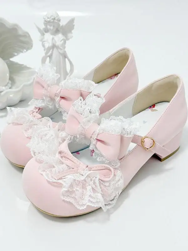 

Sweet Lolita Mary Jane Low Heel round Toe Lace Girl oes Preorder Brand Jiujie Lolita EVA Sole Material Small Leather oes
