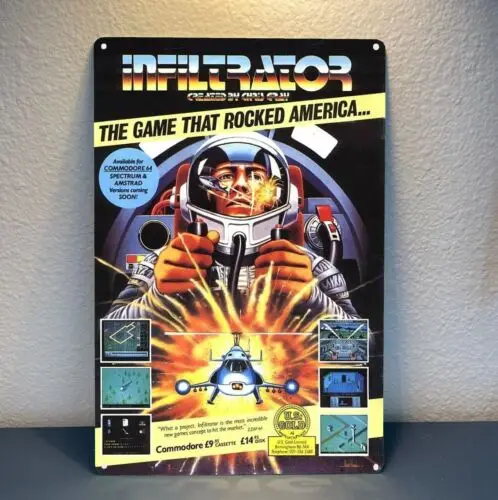 Infiltrator Commodore Amiga Retro Video Game Metal Poster Tin Sign 20*30cm  -Aluminum