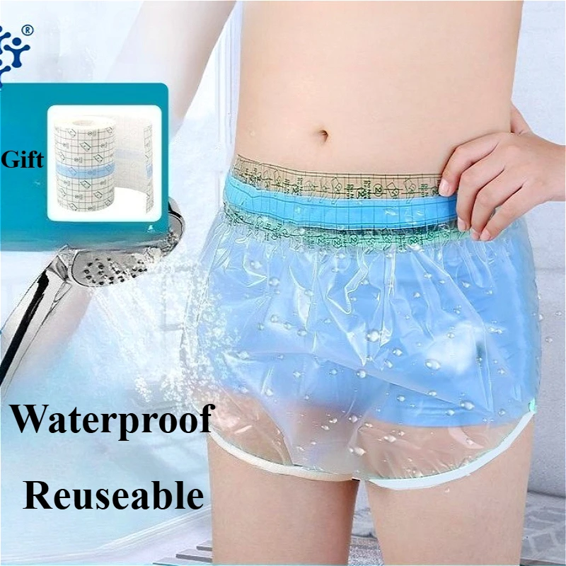 Transparent Waterproof Shorts Unisex Postoperative Protective Pants Shower Cover Protective Reuseable Nursing Boxers Underwear