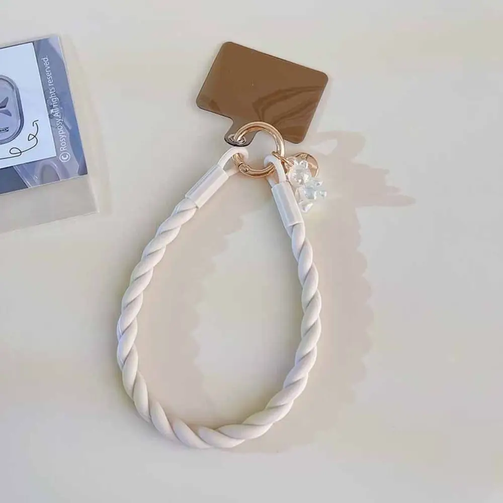 Anti Loss Phone Charm Wrist Strap Bear Luminous Mobile Phone Lanyard Woven Cute Mobile Phone Bead Chain Key Chain