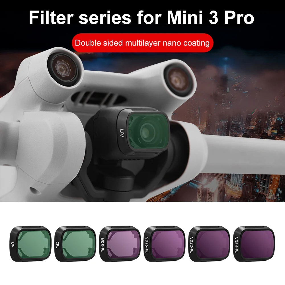 Filtro de lente de vidro óptico de liga de alumínio, proteção de vidro, substituição de filtro protetor para dji mini 3 pro