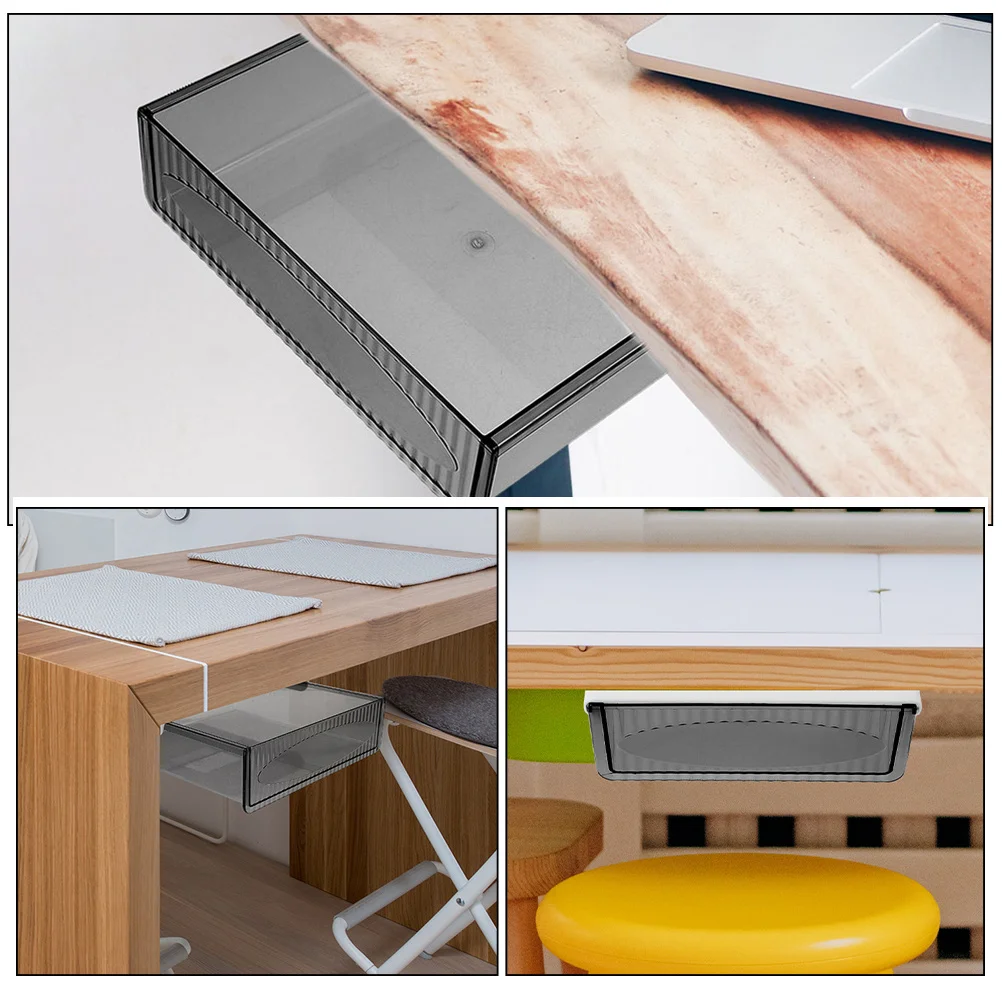 

Under Table Drawer Organizer Hidden Desk Storage Box For Office Supplies Remote Controls Makeup Jewelry Plastic