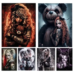 Cross Embroidery Set Cartoon Gothic Girl Portrait Diamond Painting Mosaic Embroidery New 5D DIY Full Water Diamond Home Decorati