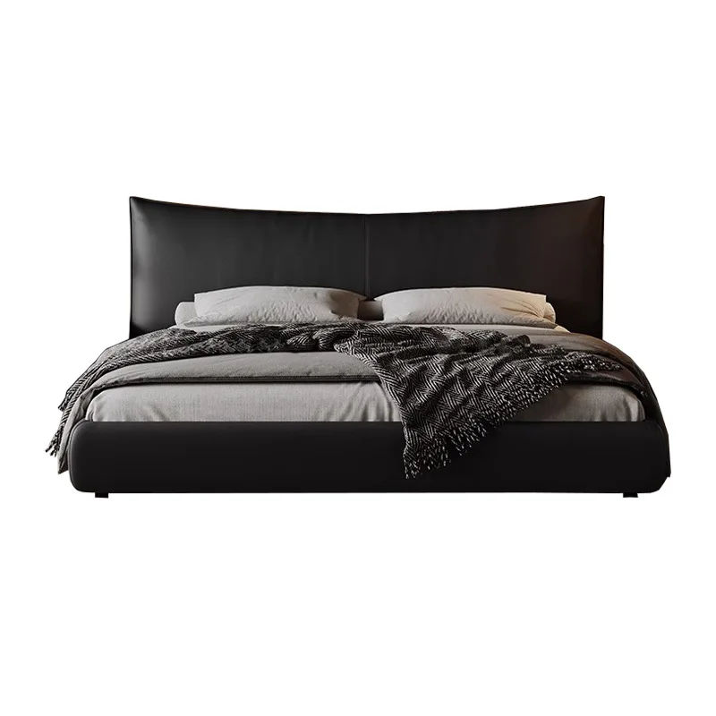 

Black soft bag leather bed