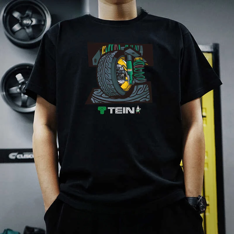 Japanese Modified Car TEIN Coilover Shock Absorber Shockproof Heavy-duty Cotton Short-sleeved T-shirt