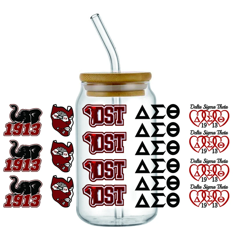 

1913 Black Power 3D UV DTF Transfer Sticker For 16oz Libbey Glass DIY Cup Wrap Easy to Peel Design Sticker For Gift