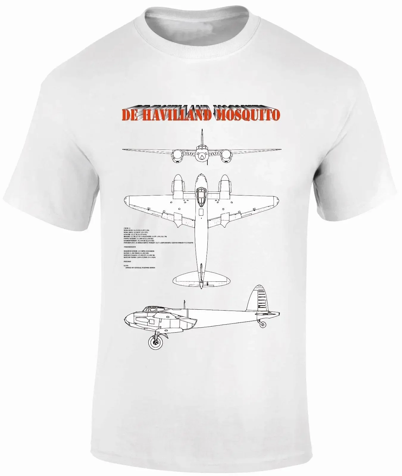 Men Designer Clothes O-Neck Style Hip-Hop Tops T-Shirts FPBP303 De Havilland Mosquito Blue Prints Combat Aircraft WW11 Planes