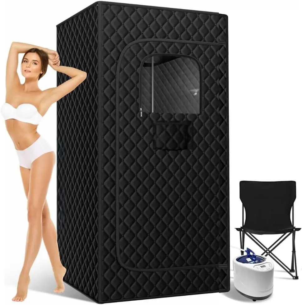 Portable Steam Sauna, Portable Sauna for Home, 3L Steamer, 130°F Heat, Remote Control, Folding