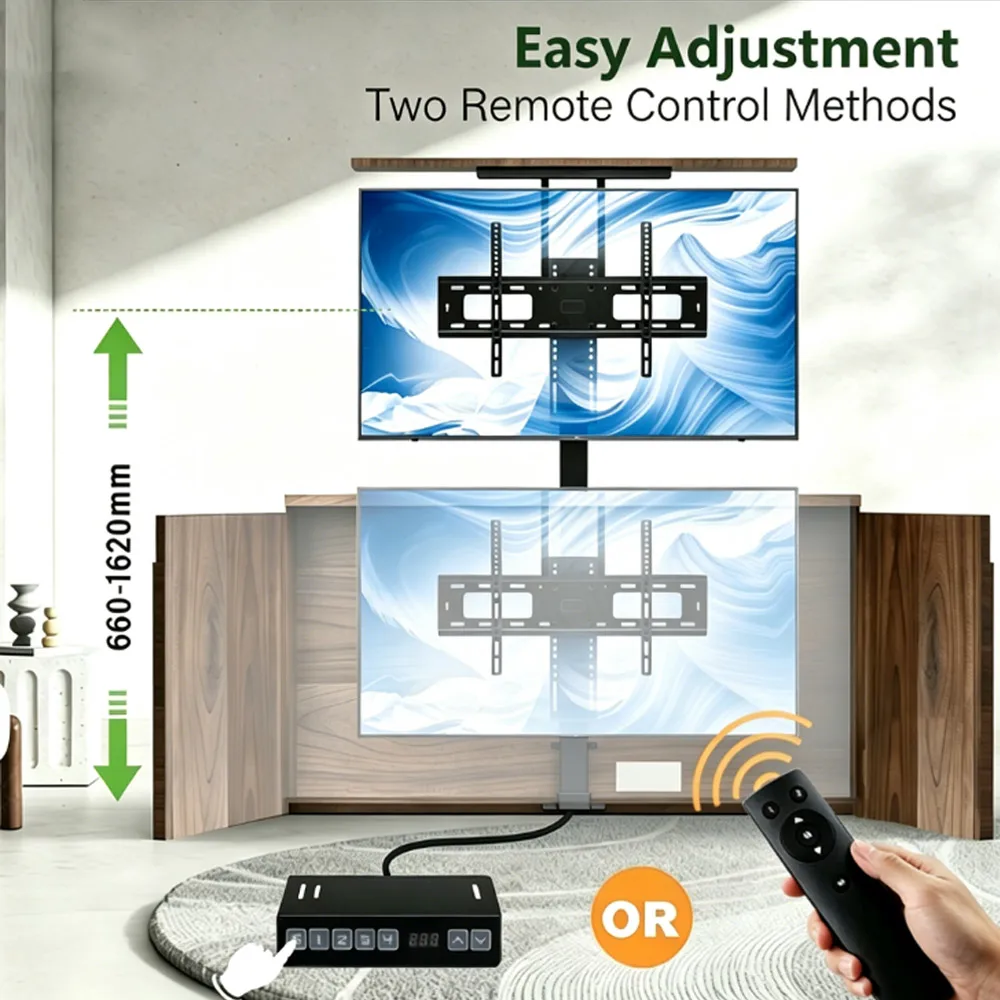 Electric Remote Control 32-70 Inch TV Height Adjustable Motorised TV Mount Wholesale Motorized TV Lifting Stand in the Cabinet