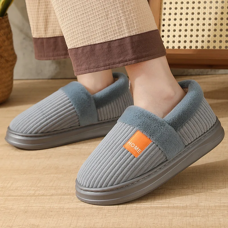 Herren-Winterhausschuhe in Übergröße, Warme Baumwoll-Pantoffeln mit Plüschfleece-Futter, Dicke Sohle, Rutschfeste Indoor-Schuhe – Detail 17