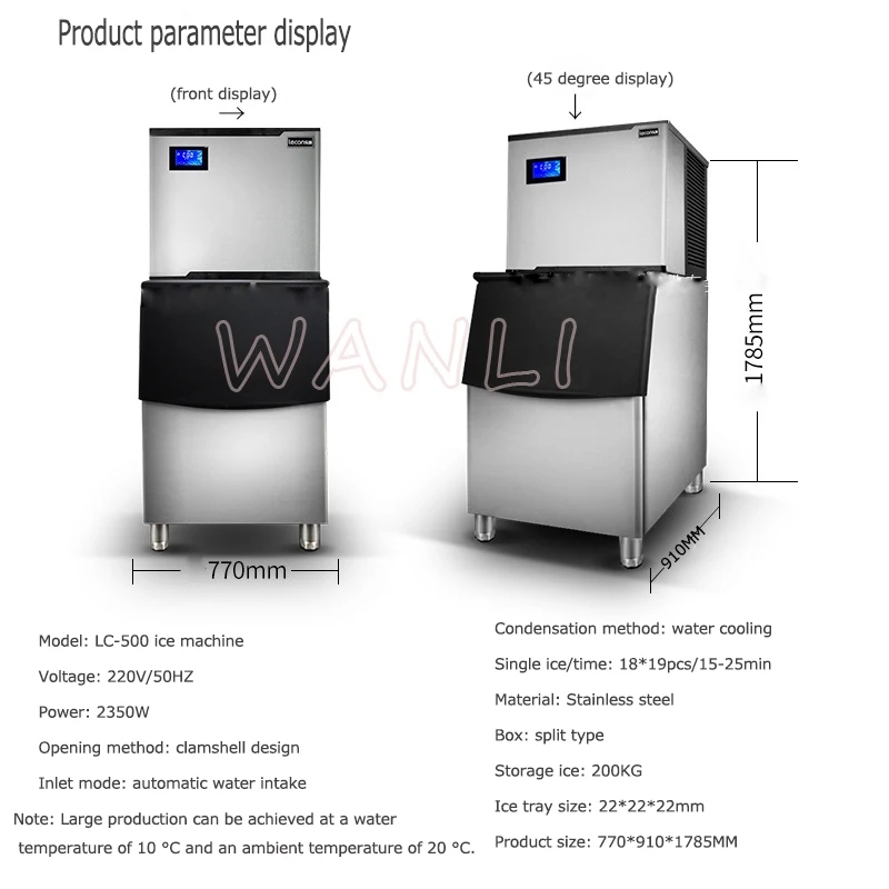 220 В Коммерческая льдогенератор большой чайный цех 200 кг Большая Выходная Автоматическая льдогенератор большой емкости льдогенератор