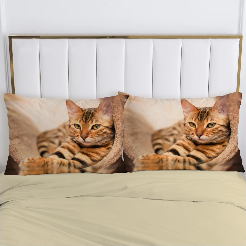 3D Pillow cover Pillow case Luxury Bedding Pillowcase Pillowcovers decorative 50x70 Customizable size animal Cat Cute Orange