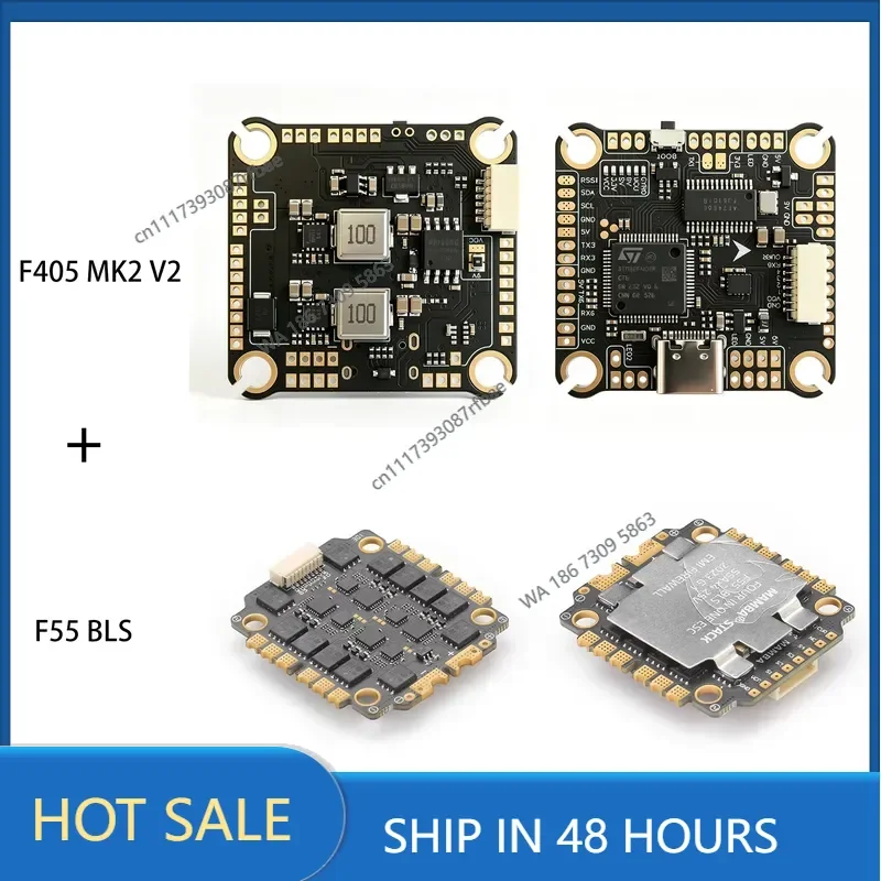 F405 MK2 V2 Flight Controller & F55 BLS ESC Combo with Dshot300/600 3Set Uarts 4-6S Lipo for FPV Model Stack