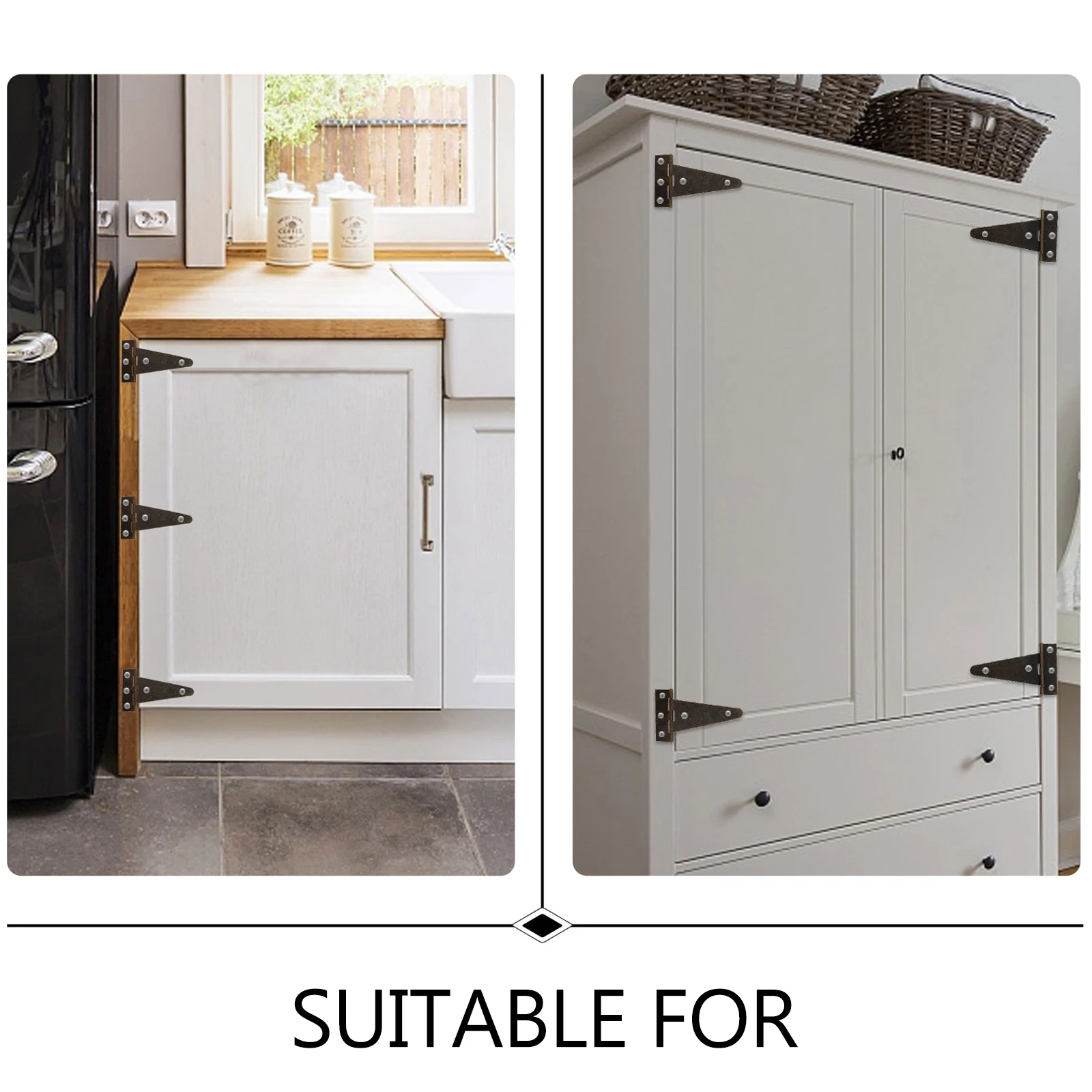 

6Pcs Rustic Gate Strap Hinges Iron Galvanized Barn Door Hardware Accessories for Home Door Furniture Fitting Barn Gates Hinges