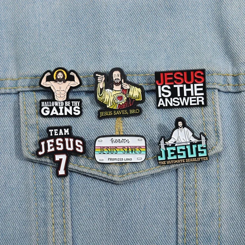 Jesus Saves Promised Land Enamel Pin Christian Jesus Is The Answer Metal Brooches Lapel Badge Clothes Backpack Jewelry Wholesale