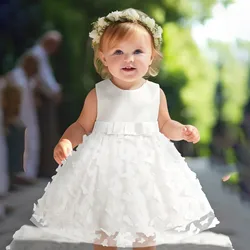 2023 Baby Princess Dress For Girls Clothes Infant 1 Year Birthday Solid Baptism Party Dresses Butterfly Girl Wedding Costume