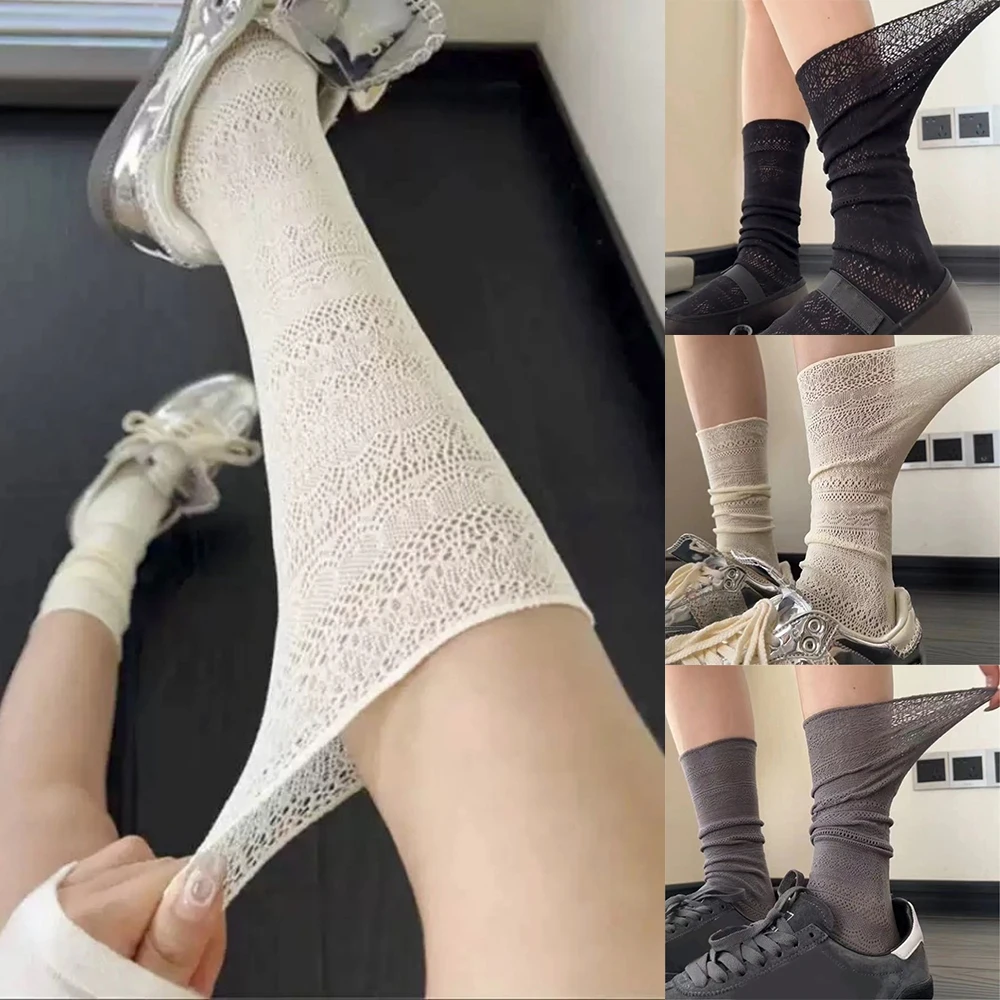 

Новые женские кружевные носки в стиле JK Lolita, сетчатые, ажурные, белые, с цветочным кружевом, тонкие, в стиле ретро, для женщин и девушек