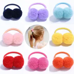 Ponytail Holders Elastics Hair Band Small Pompom Hair Ties Elastic Rubber Bands Plush Ball Hair Ties Pigtail Ponytail Holders