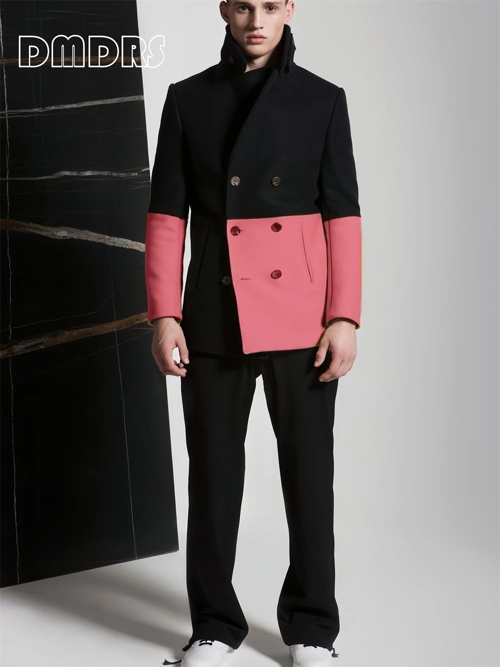 

Double Breasted Men's 2 Piece Suit Set for Autumn, Color Contrasted Designer Chic Formal Suits Dinner Jacket Trousers XXS-7XL