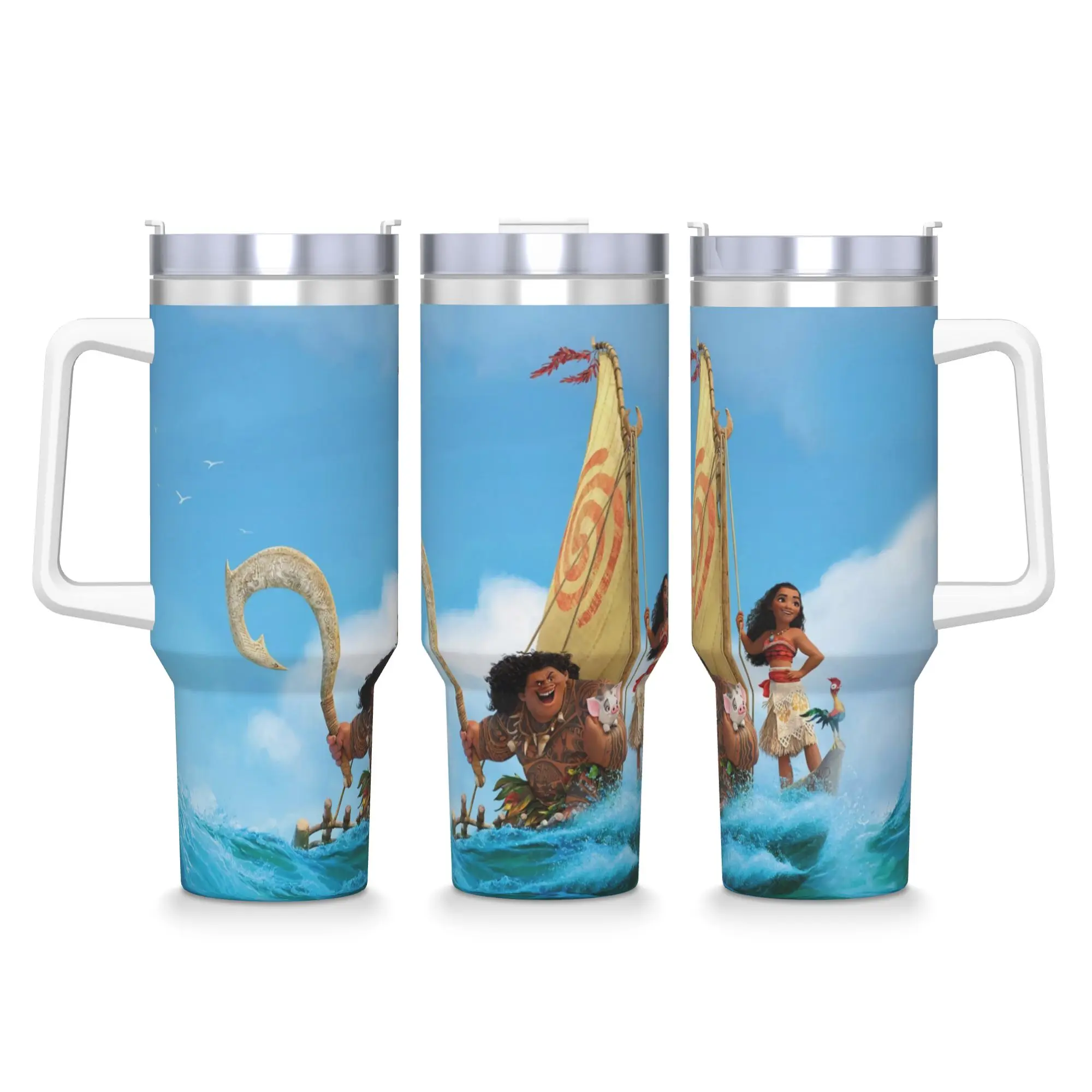 

Moana Movie Poster Tumbler Hot Drinks Water Bottle Keep Heat Stainless Steel Thermal Cups Printed Beach Car Mugs