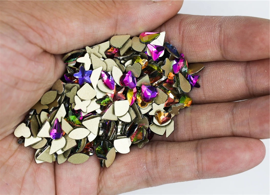 100Pcs Mix Sizes Random Nail Rhinestones flat back crystal irregular zircon diamonds 3D Manicure Nail Art Decoration