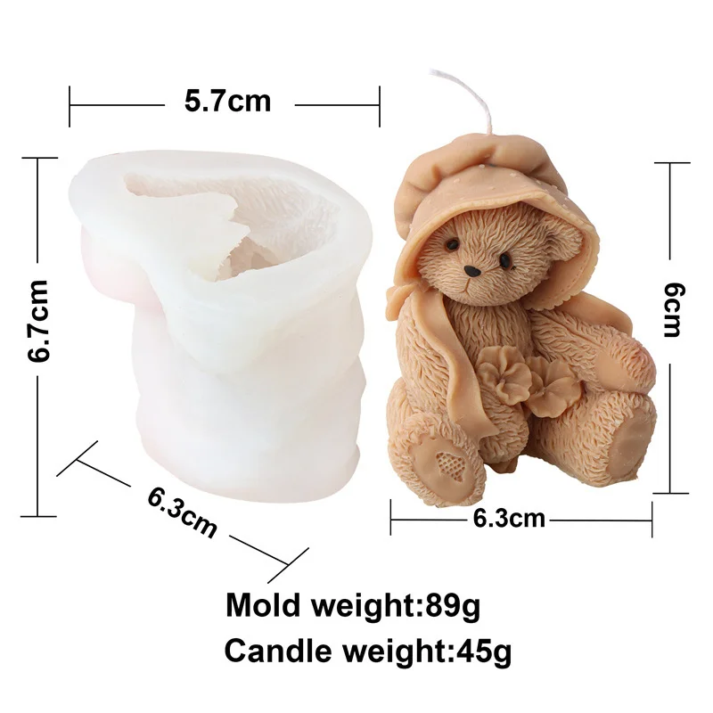 Lovely Bear Cats Silicone Candle Mold DIY Animal Shape Aromatherapy Gypsum Soap Chocolate Fondant Baking Mould Home Decor Gifts