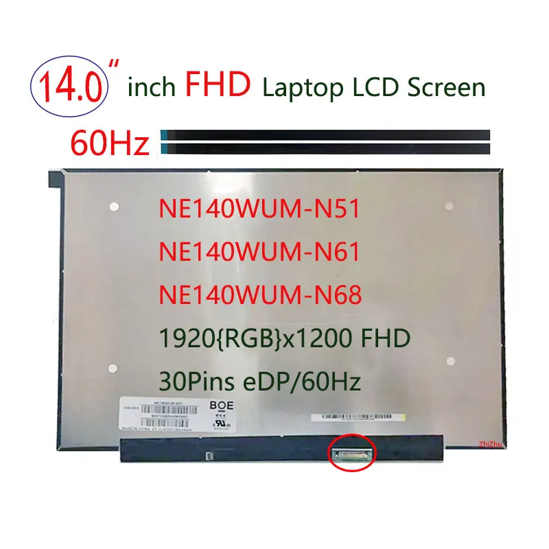 

14,0-дюймовый IPS-экран BoE NE140WUM-N61, 1920x1200, 30-контактный EDP, тонкая матрица IPS для ноутбука