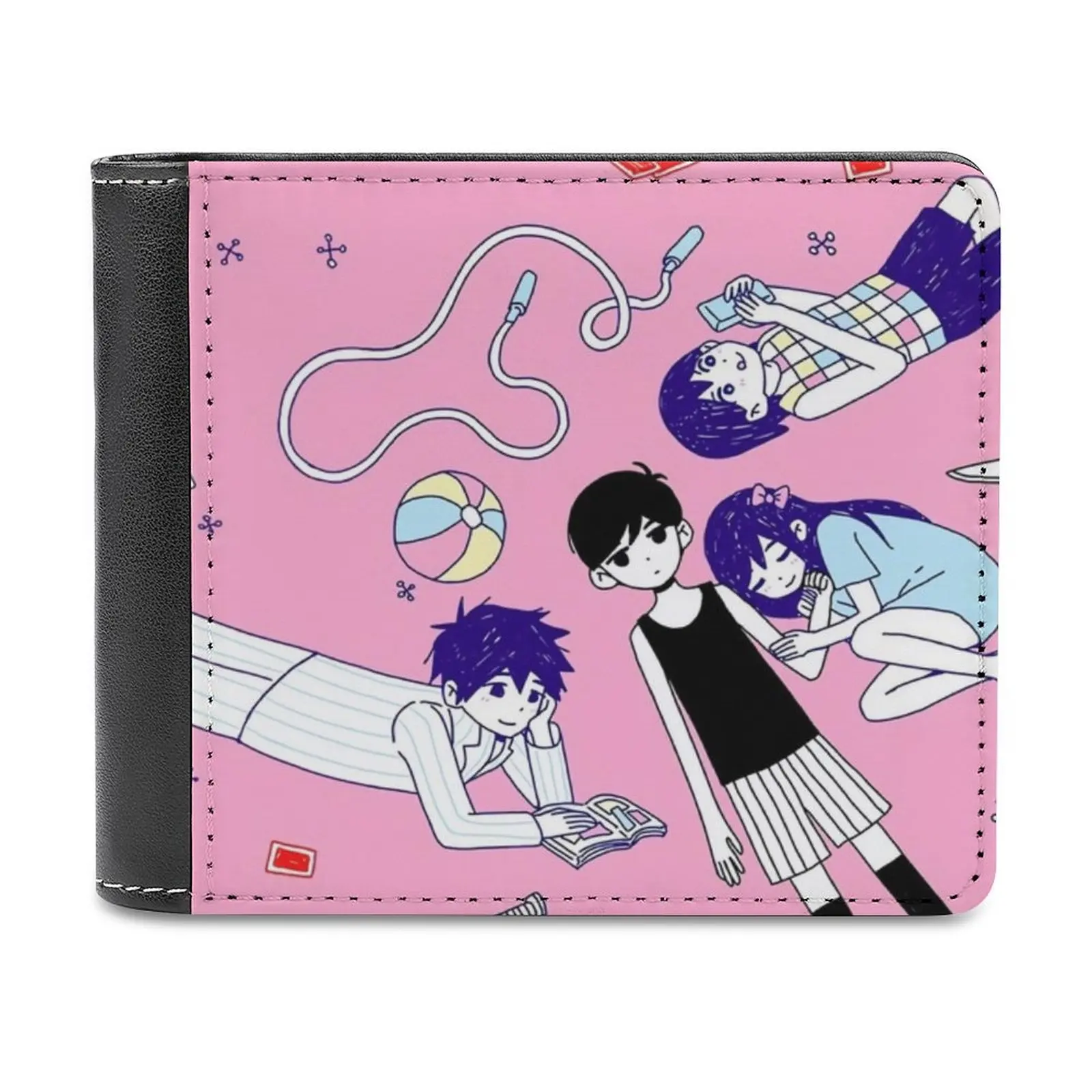 Omori And Friends Men Wallet Pu Leather Short Male Purses Credit Card Wallet For Men Money Bag Omori Aubrey Kel Hero Mari Basil