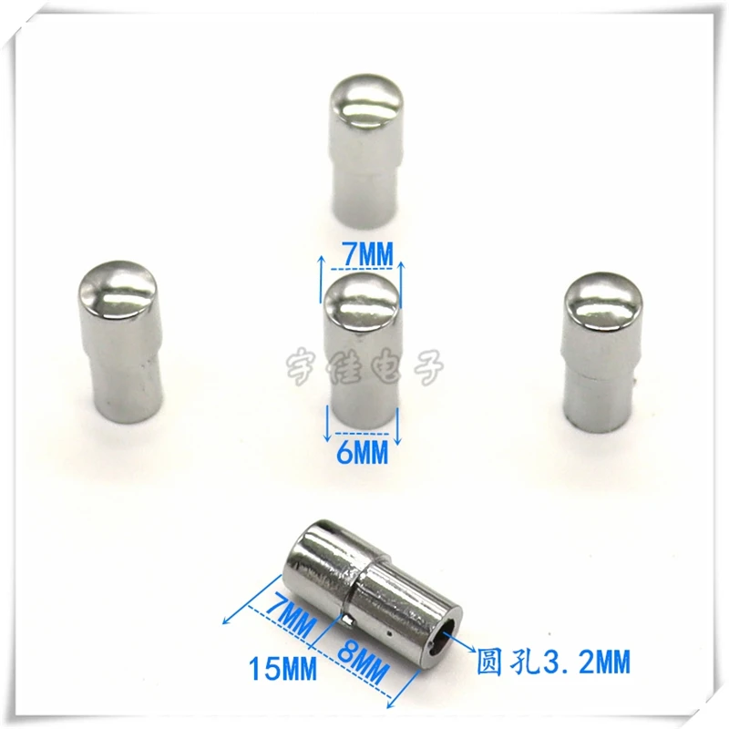 10PCS 7*15 Electroplating Button Membrane Light Touch Switch Button Cap Round Hole 3.2MM Panel Adjustment Button Cap Silver