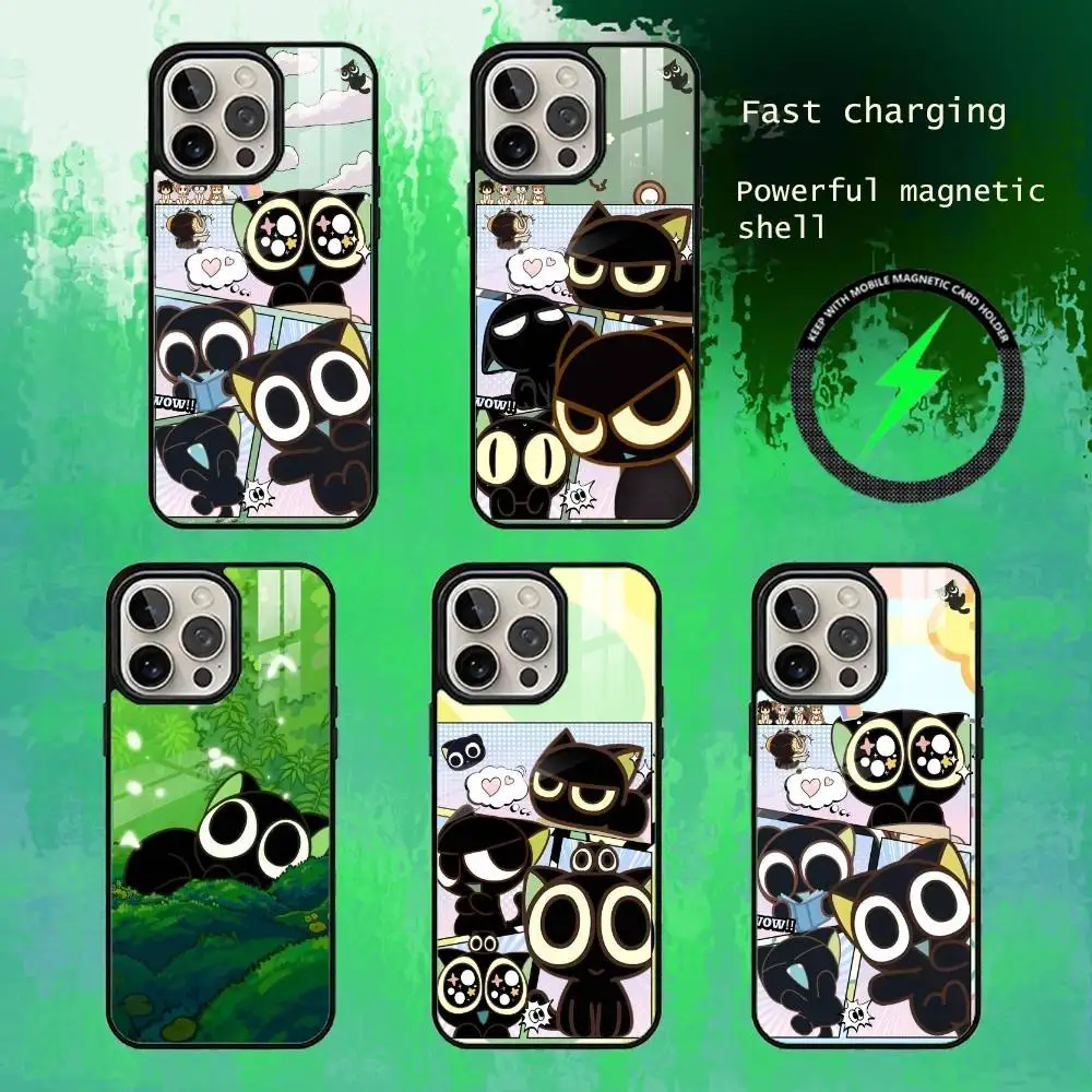 

XiaoHei-Luo Cat Printed Phone Case For iPhone17,16,15,14,13 Plus,Pro Max Magnetic For Magsafe Wireless Charging