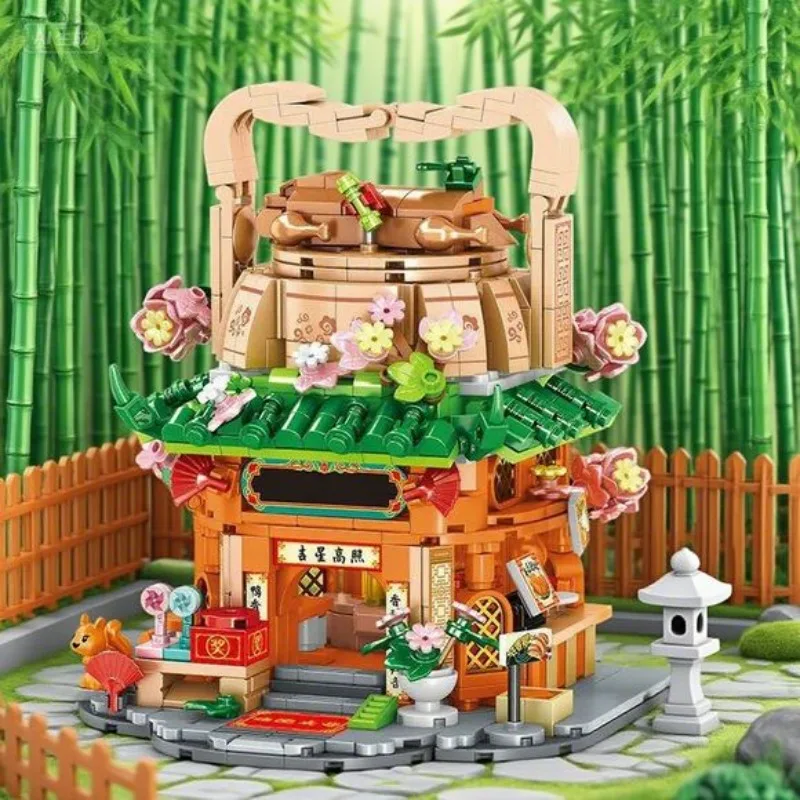 Blok Bangunan Toko Makanan Baru Rumah Mie Cina Gadis Pemandangan Jalan Kota Jajanan Nasional Toko Makanan Jalanan Dekorasi Hadiah 2026