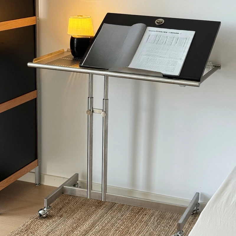 

Medieval movable solid wood storage cart Bauhaus living room lifting edge few stainless steel home sheet music stand