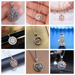 2026 New Luxury Elegant Round High End Pendant Necklace Sparkling Cubic Zirconia Wedding Engagement Fashion Jewelry Wholesale
