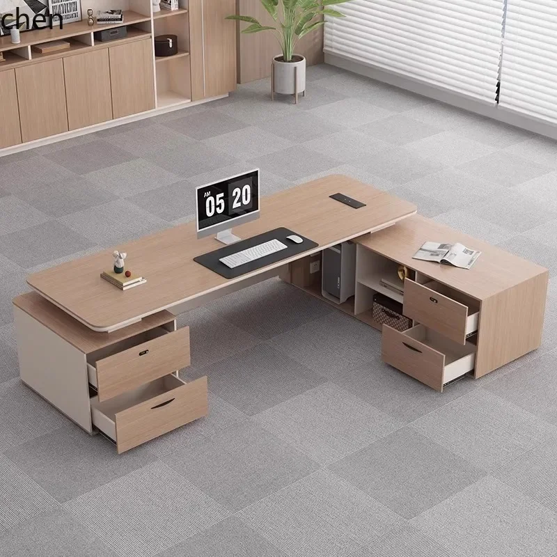 HYS office desk and chair combination simple modern president table light luxury high-end furniture single table large