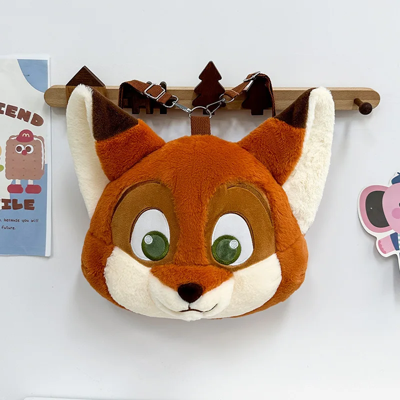 Nick Zootopia ransel rubah lembut kartun lucu mainan boneka lembut berbulu Kawaii tas bahu ganda hadiah yang indah pinggiran