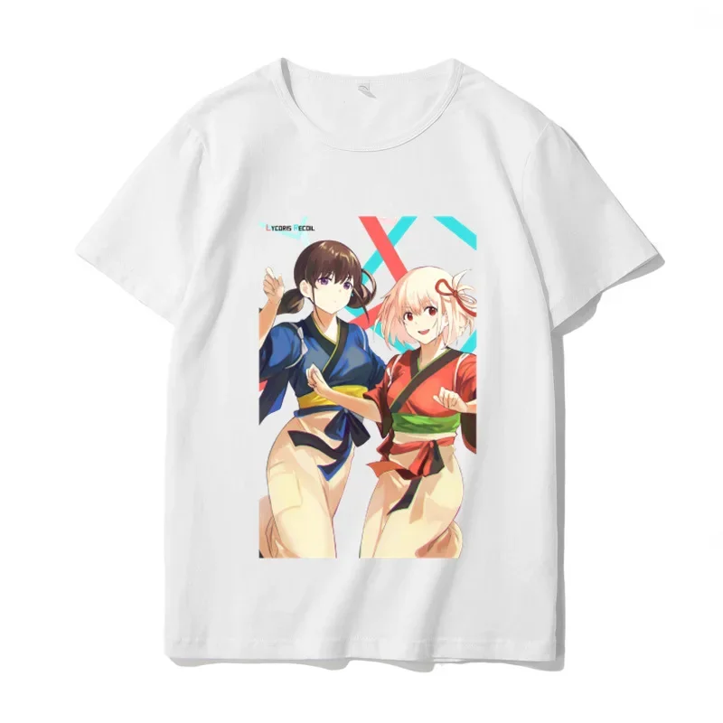 

Women Clothing Japanese Graphic Short Sleeve Tee Shirts Anime Cartoon Lycoris Recoil T-shirt Harajuku Summer Y2k Tops Streetwear