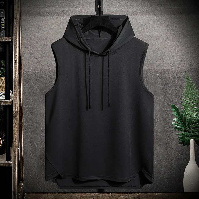 Short Sleeve Quick Dry Vest Men's For 2023 Summer Black Tshirt GYM Tank Top Tees With Hoodies Fashion Clothes OverSize 4XL