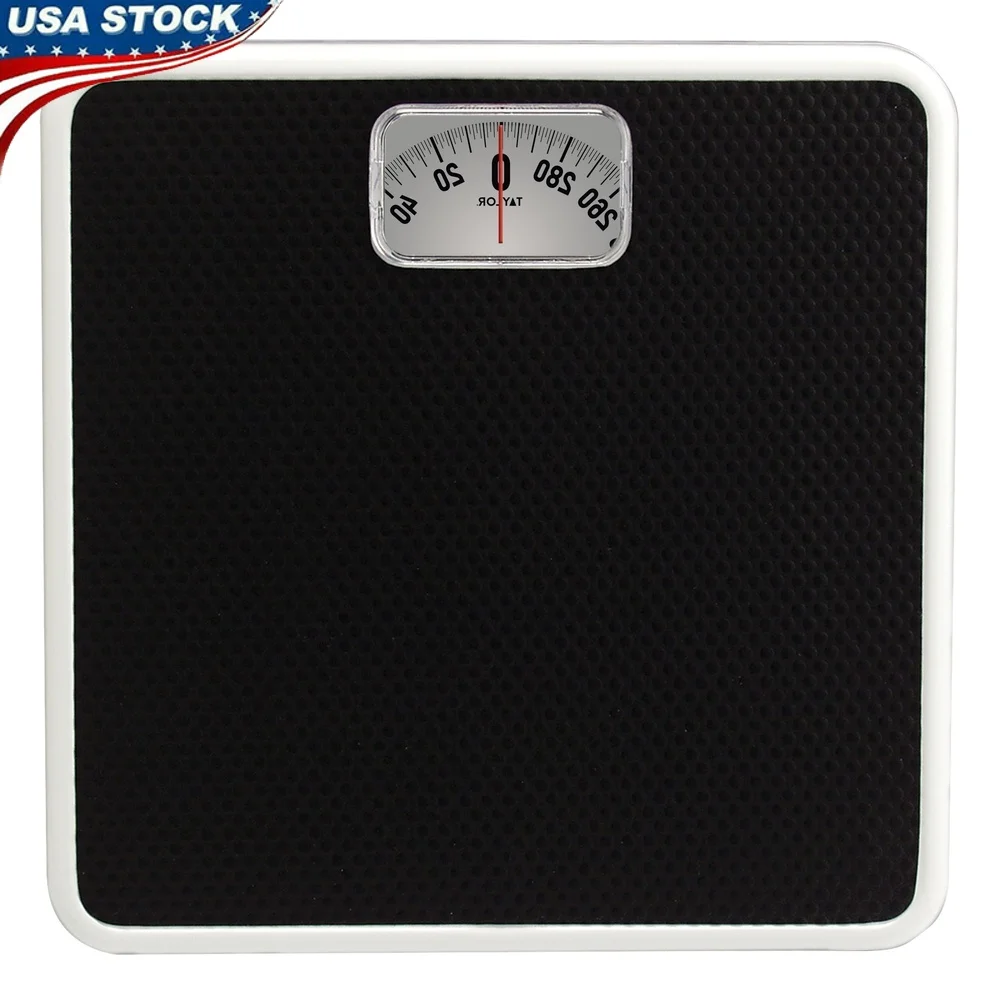 

Весы для ванной комнаты с аналоговым циферблатом, механические весы 300 фунтов, компактный дизайн, нескользящая платформа, высококачественный металл