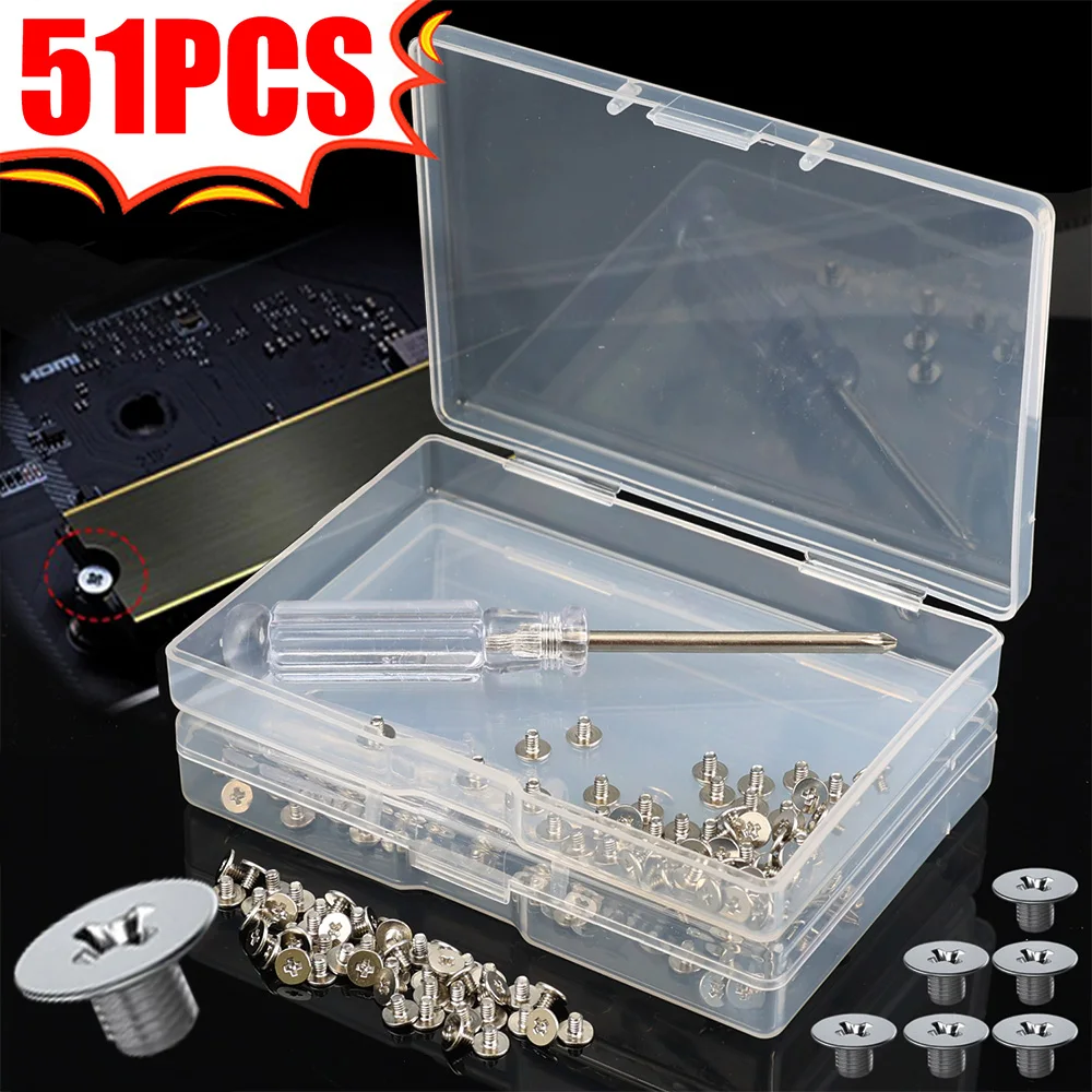 50PCS Stainless Steel Flat Head Phillips Repair Screw NVME SSD Screws M.2 SSD Mounting Screws Set with Magnetic Screwdriver Kit